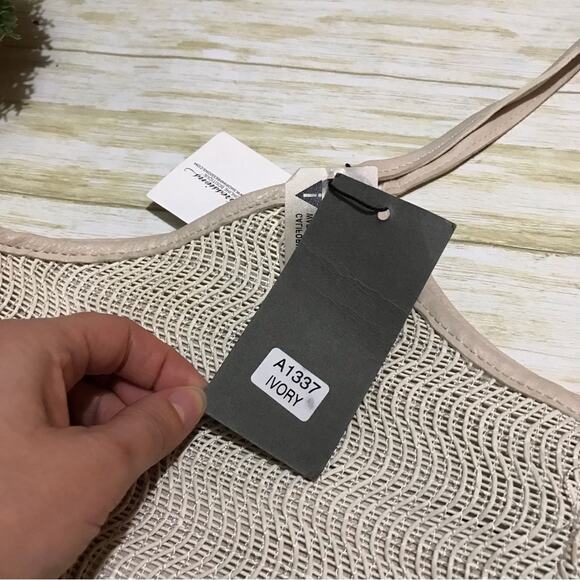 Street Level NWT Cream White Woven Mesh Large Beach Vacation Tote Bag Purse - Picture 3 of 10